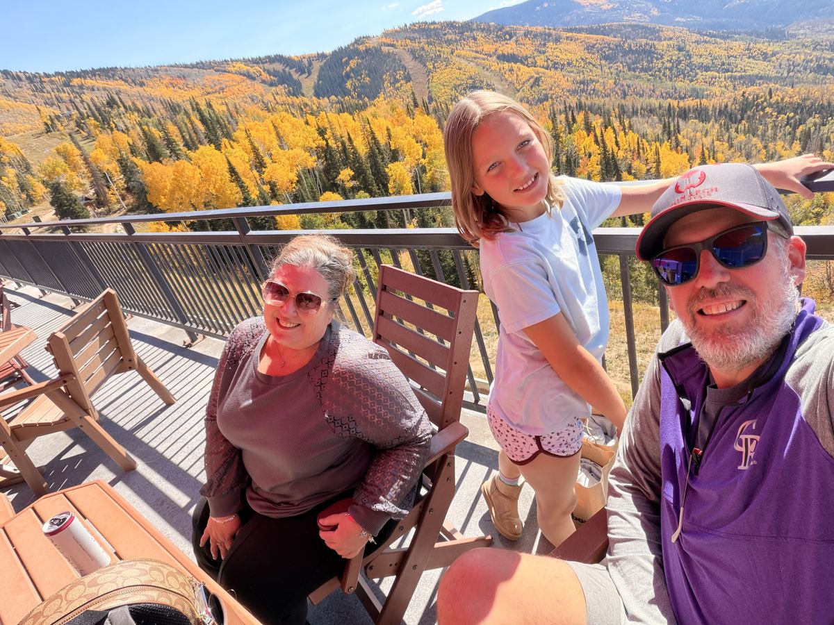 Matt, Rebekah, and Kim on the gondola patio